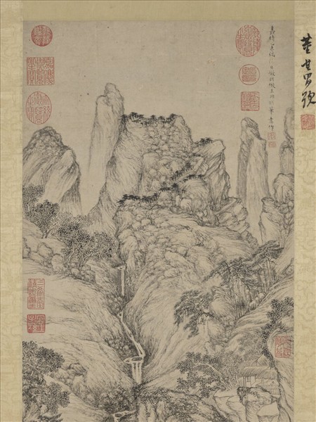 明文徵明倣王蒙山水　軸