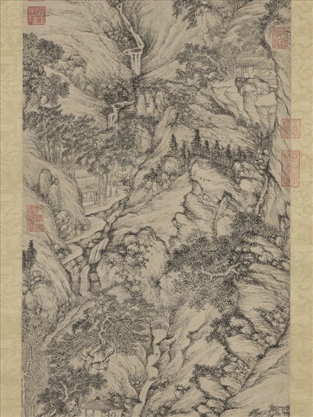 明文徵明倣王蒙山水　軸