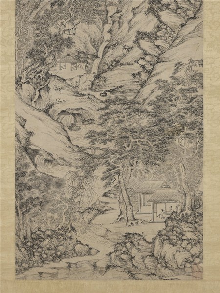 明文徵明倣王蒙山水　軸