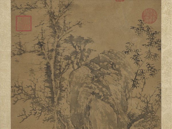 明文徵明古石喬柯圖　軸