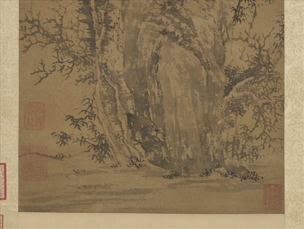 明文徵明古石喬柯圖　軸