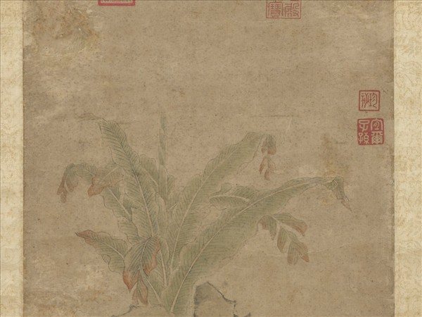 明文徵明古洗蕉石圖　軸