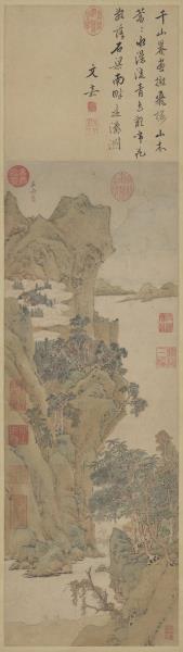 明文嘉畫瀛洲仙侶　軸