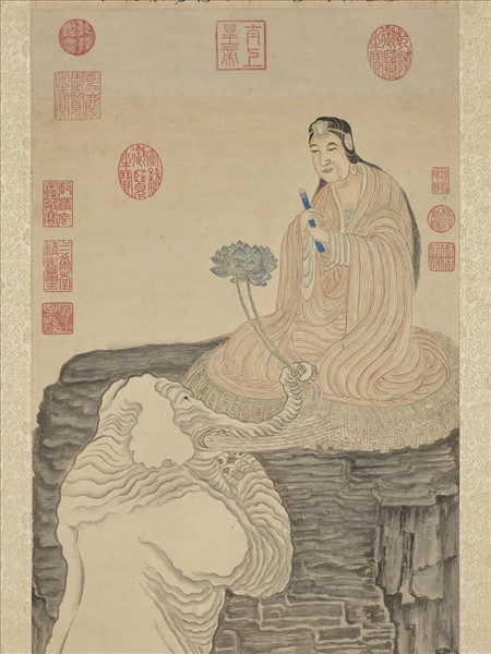 明文臺香象皈依圖　軸