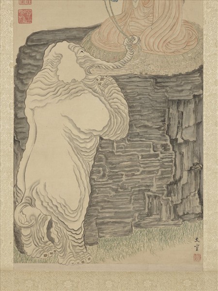 明文臺香象皈依圖　軸