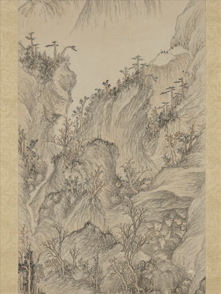明文伯仁松岡竹塢圖　軸