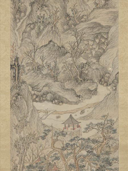 明文伯仁松岡竹塢圖　軸