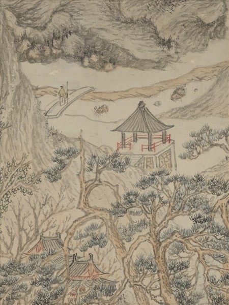 明文伯仁松岡竹塢圖　軸