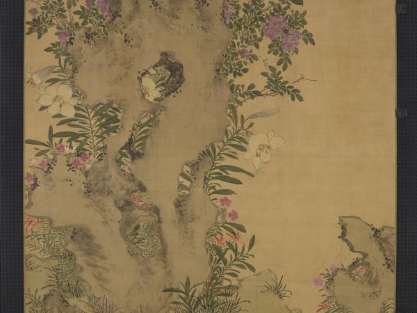 明陳淳設色花卉　軸