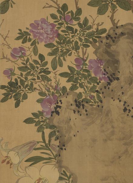 明陳淳設色花卉　軸