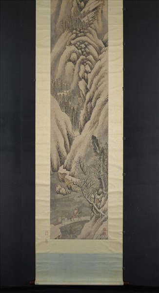 明錢穀雪山行旅圖　軸