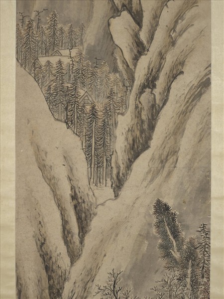 明錢穀雪山行旅圖　軸