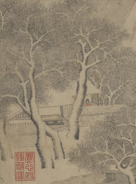 明錢穀畫南城看雪　軸