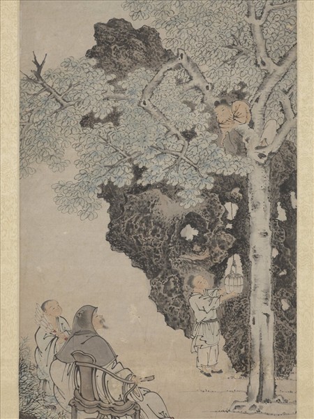 明錢穀洗桐圖　軸