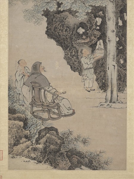 明錢穀洗桐圖　軸