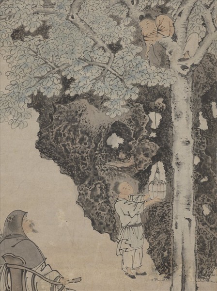 明錢穀洗桐圖　軸