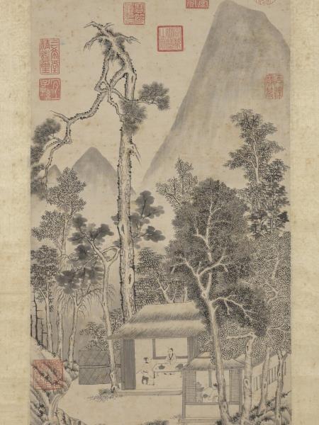 明居節品茶圖　軸