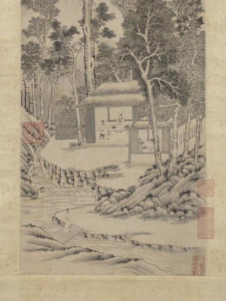 明居節品茶圖　軸