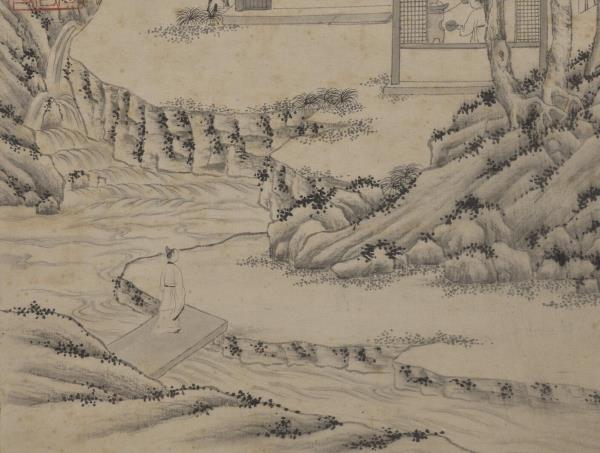 明居節品茶圖　軸