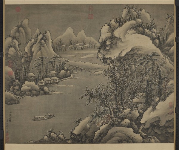 明謝時臣山陰歸棹圖　軸