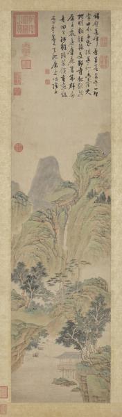 明陸治繡壁蓮峰圖　軸