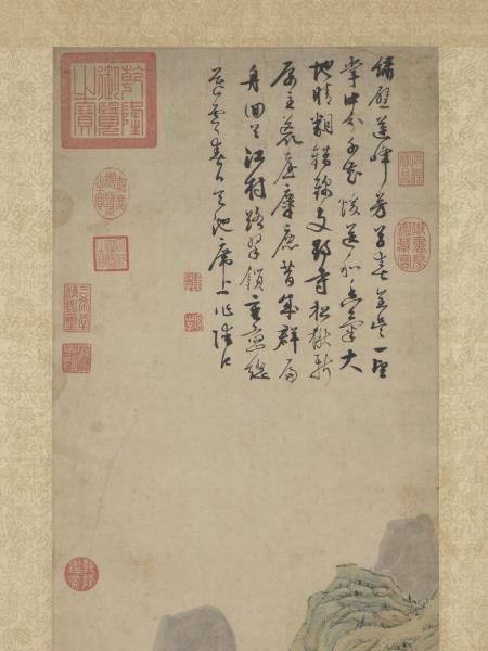 明陸治繡壁蓮峰圖　軸