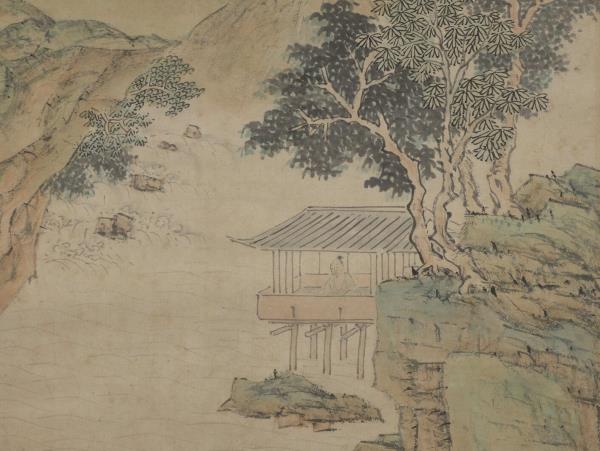 明陸治繡壁蓮峰圖　軸