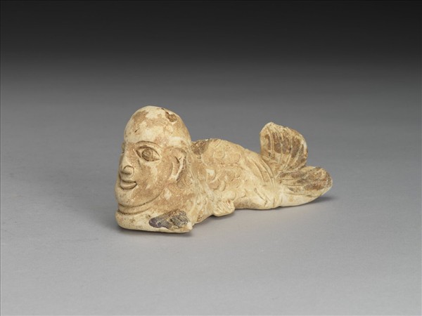 人首魚身釉陶像