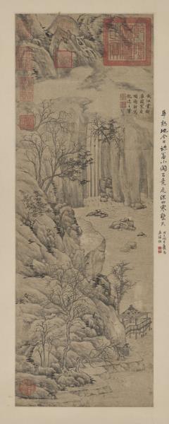 明項德新秋江雲樹圖　軸