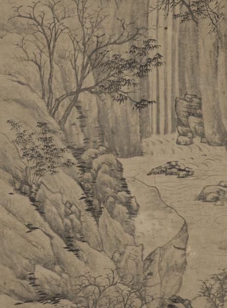 明項德新秋江雲樹圖　軸