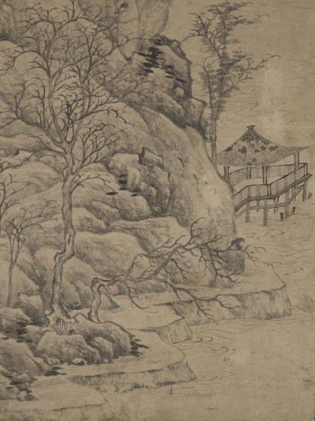 明項德新秋江雲樹圖　軸