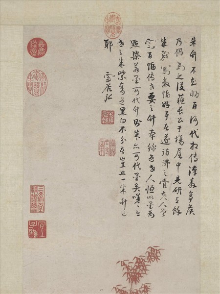 明孫克弘畫朱竹　軸