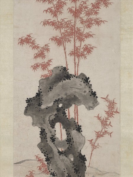 明孫克弘畫朱竹　軸