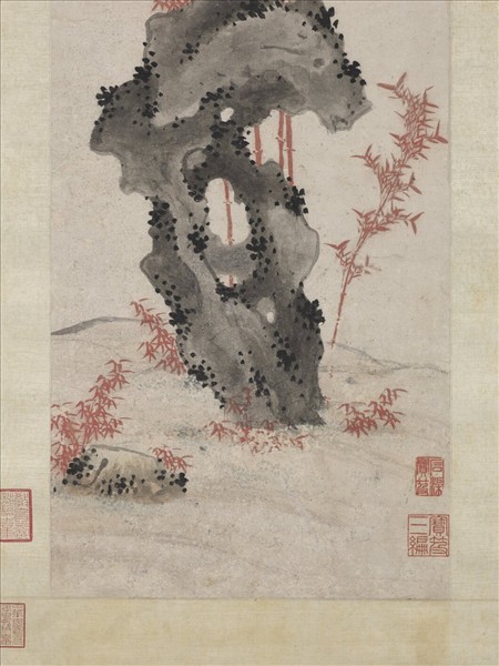 明孫克弘畫朱竹　軸