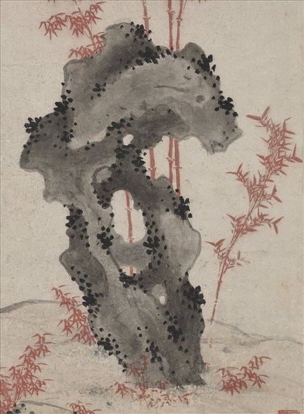 明孫克弘畫朱竹　軸