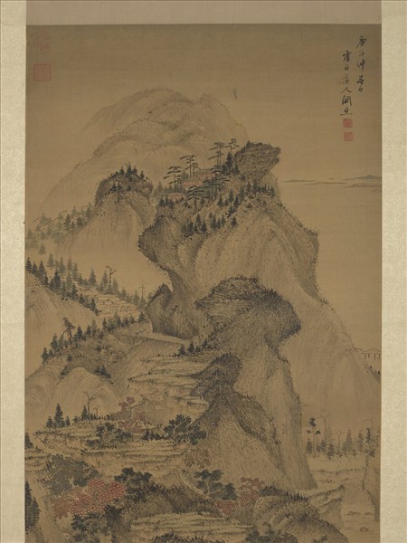 明關思秋林聽泉　軸