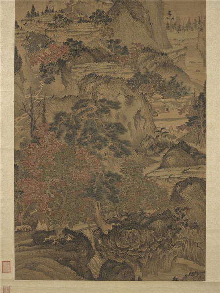 明關思秋林聽泉　軸