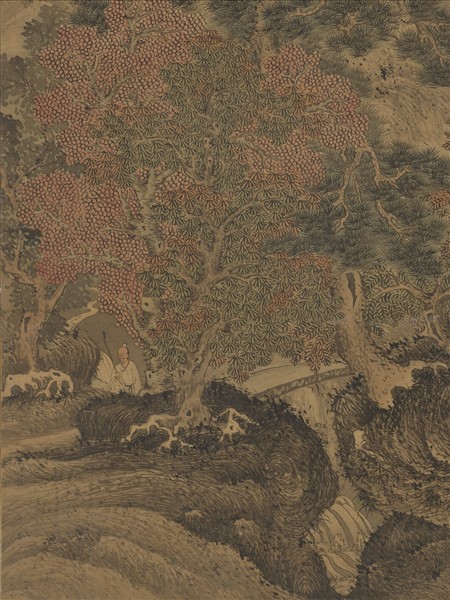 明關思秋林聽泉　軸