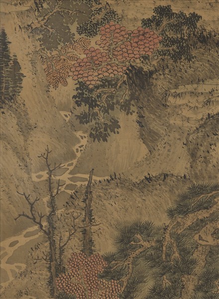 明關思秋林聽泉　軸