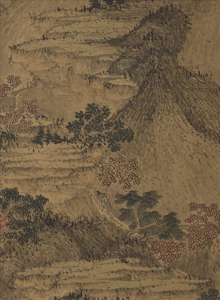 明關思秋林聽泉　軸