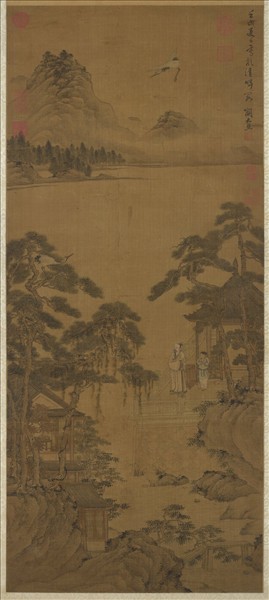 明關思放鶴圖　軸