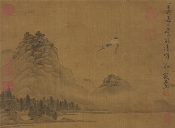 明關思放鶴圖　軸