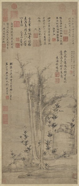 明顧正誼雲林樹石　軸