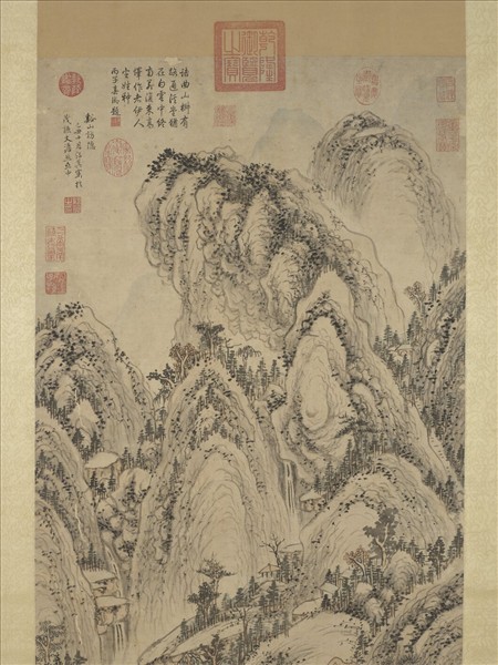 明李紹箕谿山訪隱圖　軸