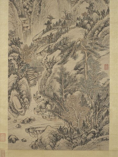 明李紹箕谿山訪隱圖　軸