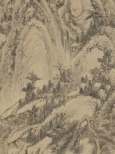 明李紹箕谿山訪隱圖　軸