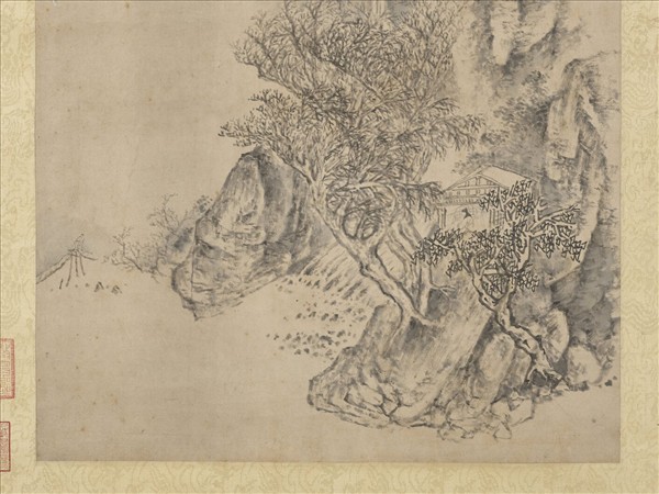 明趙左寒山石溜圖　軸