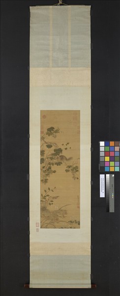 明周之冕畫葡萄松鼠　軸