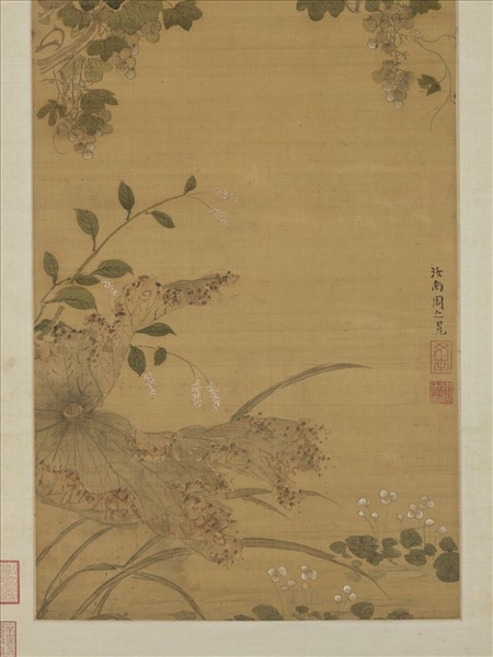 明周之冕畫葡萄松鼠　軸