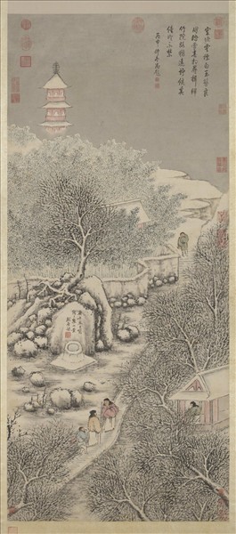 明劉原起畫雪景　軸